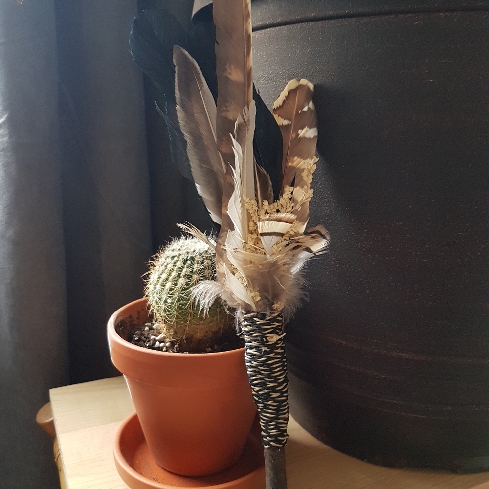 Handmade feather smudging fan